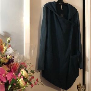 Free People Drippy Wool Jacket Dark Turquoise Lg